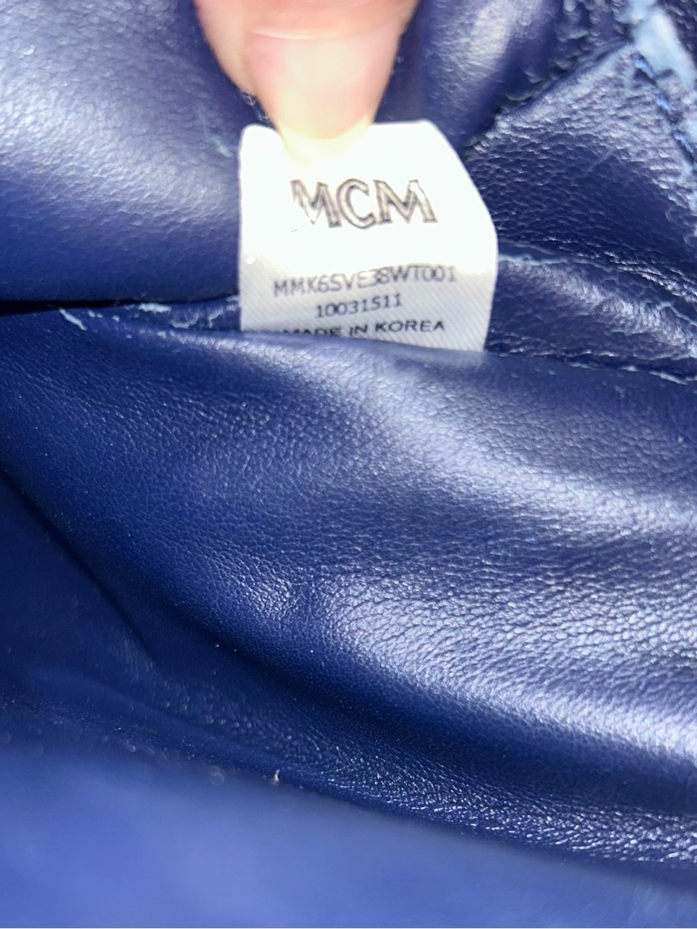 Authentic MCM Stark Backpack White Blue Visetos Size Medium Side Studs Unisex - Picture 13 of 14